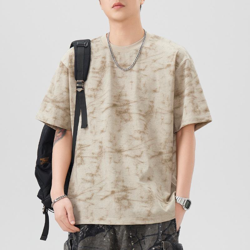 Short-sleeved T-shirt for Men's Summer New Round Neck Five-point Sleeve T-shirt Full of Print Casual