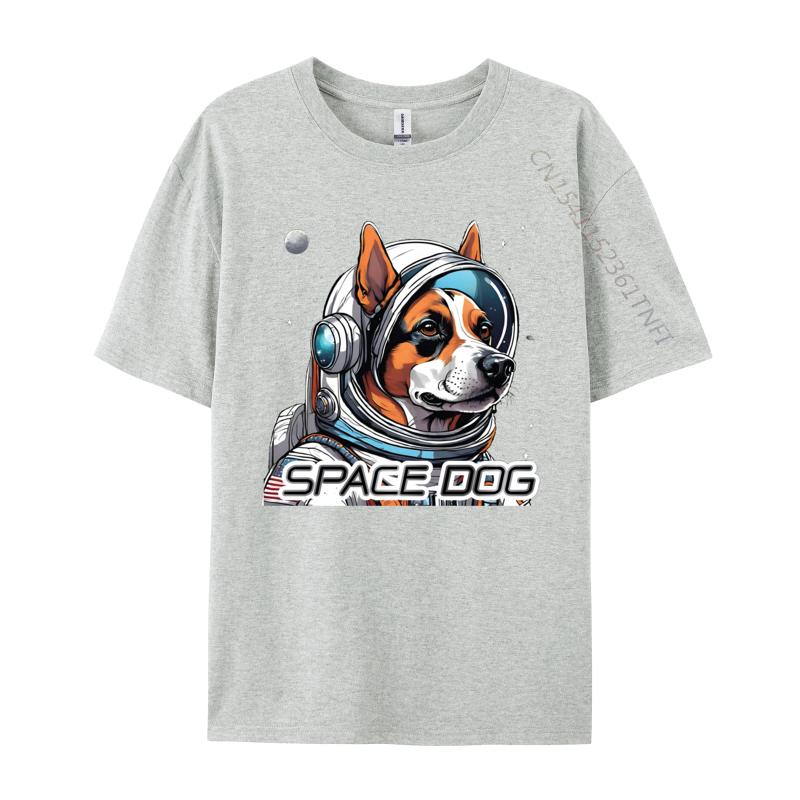 Astronaut Dog Tshirt Tops Tees Dog In Space Tshirts Design Cotton Fabric Young Tops Tees Good Quality