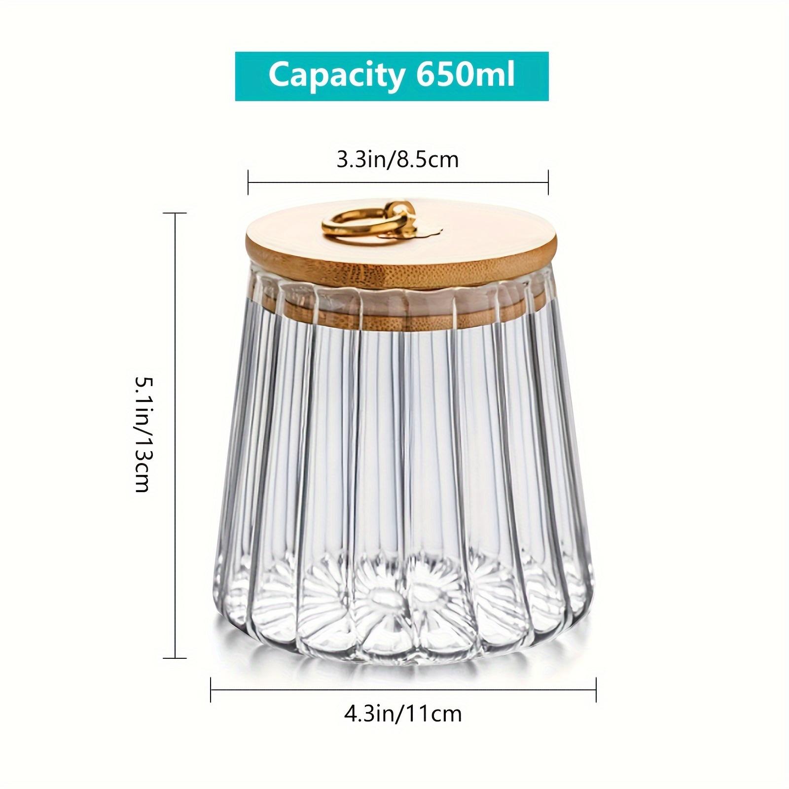 Контейнер для хранения, 4 шт., герметичная прозрачная стеклянная банка для хранения с крышкой, многофункциональная герметичная круглая герметичная коробка для хранения продуктов питания для сухих фруктов Грай Conical [Bamboo Cover] 4-pack