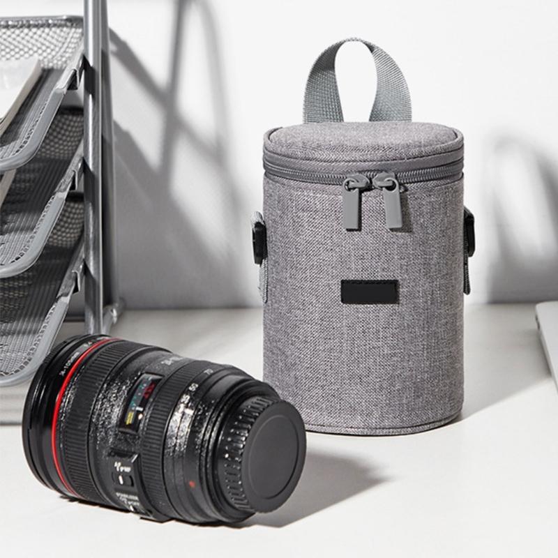 Portable Lens Storage Bag Cylindrical Design Featuring Oxford Cloth Protect Equipment from Scratches and Moisture