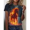Summer Animal Horse Retro 3D Print T-Shirts Women Casual Short Sleeve T Shirt Streetwear Round Neck Tees Tops Female Clothing