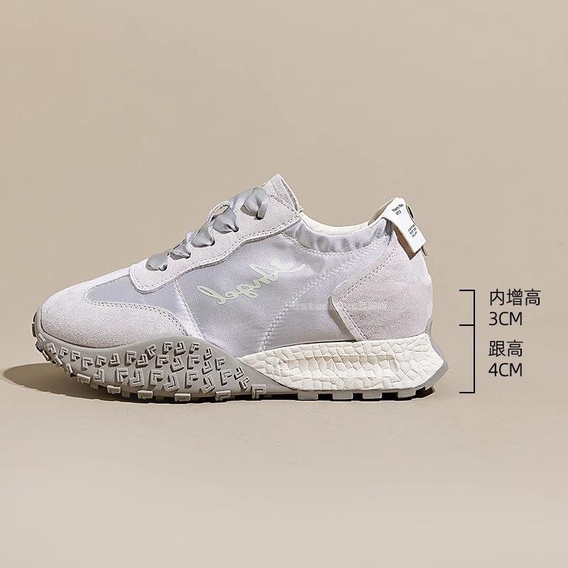 Hong Kong Platform Casual Shoes Women's 2025 Spring and Autumn Small Retro Versatile Sports Shoes Inner Height Increase Ballet Training Shoes