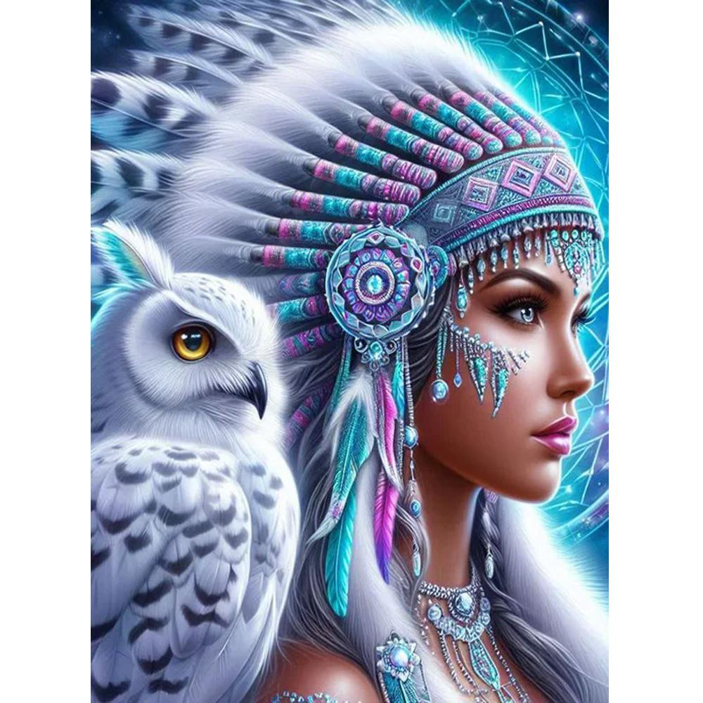 

Фантастическая женщина и сова DIY алмазная картина новинка 2024 вышивка крестом мозаика алмазная вышивка распродажа для домашнего декора подарок J3976 round 40x30cm чёрный