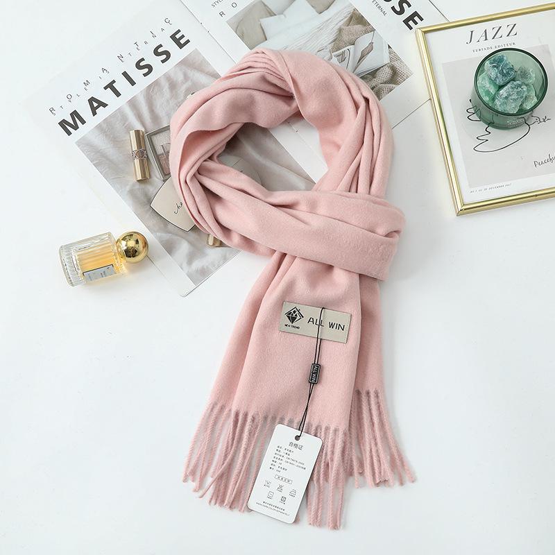 High-End Women's Wool Scarf - Cashmere Feel, Solid Color, Autumn/Winter, Unisex Versatile Shawl