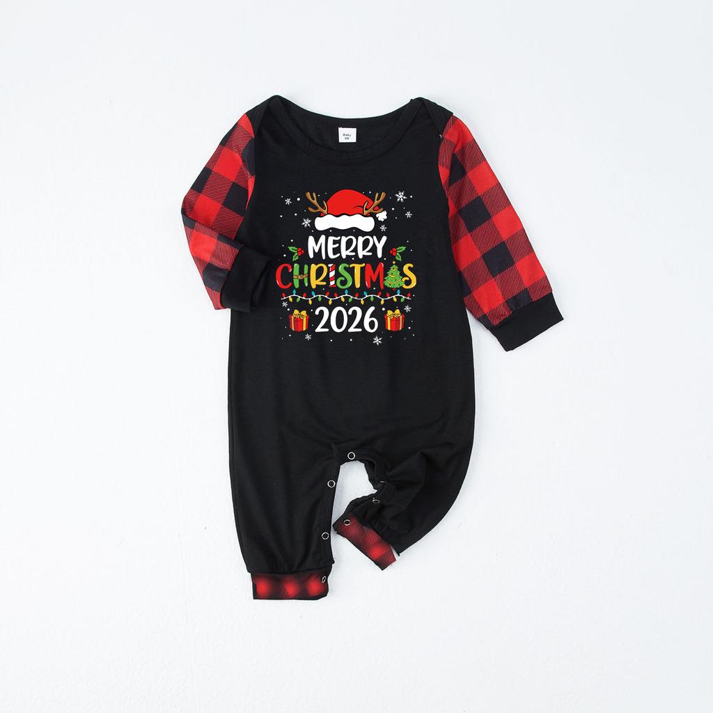 Matching Family Christmas Pajamas Set, Neck Long Sleeve and Pants Holiday Loungewear