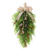 23.6 Inch Christmas Teardrop Swag, Artificial Cedar Teardrop Wreath With Bright Red Berries And Shining Golden Bells, Christmas Galand Swags For Front