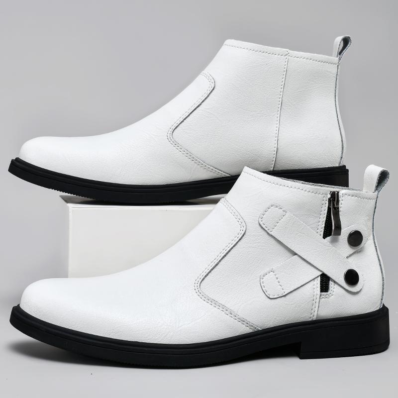 Fashion 2025 British Style Men's Boots New Fashion Side Zipper Male Chelsea Boots High Quality Leather Ankle Boots Business Dress Shoes