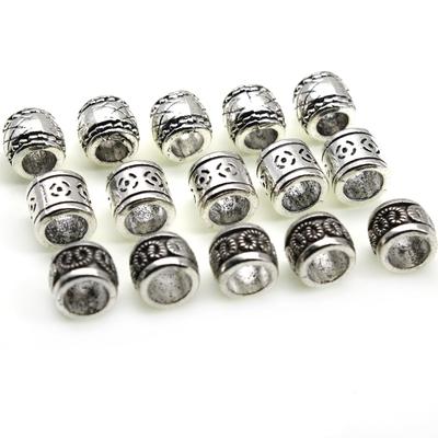 20pcs/lot Tibetan Silver Metal Big Hole Accessories Loose Tube Spacer Beads Handmade For Bracelet DIY Jewelry Making Supplies