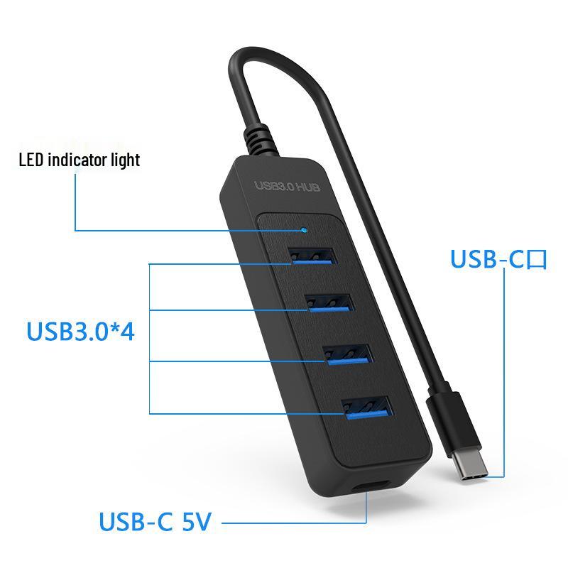 USB-C 3.0 Extender: 4-Port Type-C Hub for Computer and Tablet Expansion