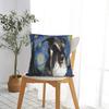 Mini Schnauzer Dog Van Gogh Starry Night Pillowcase Polyester Cushion Cover Decorations  Pillow Case Cover Sofa Square 45*45cm