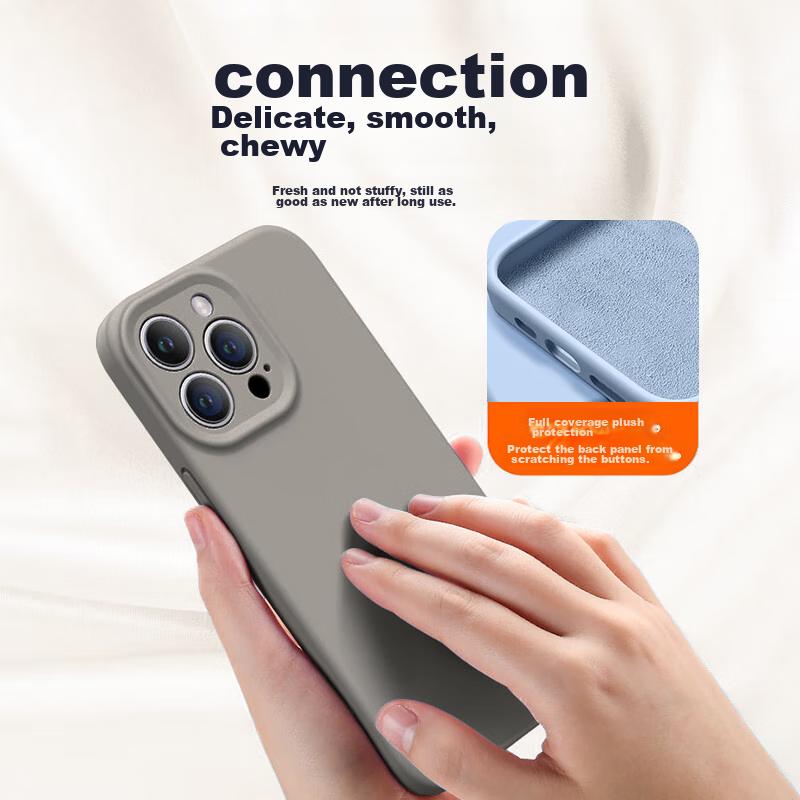 IPhone 15 Pro Max Case, IPhone Full Lens Protection, Liquid Silicone, Ultra-Thin, Shockproof, Simple Soft, Titanium Color