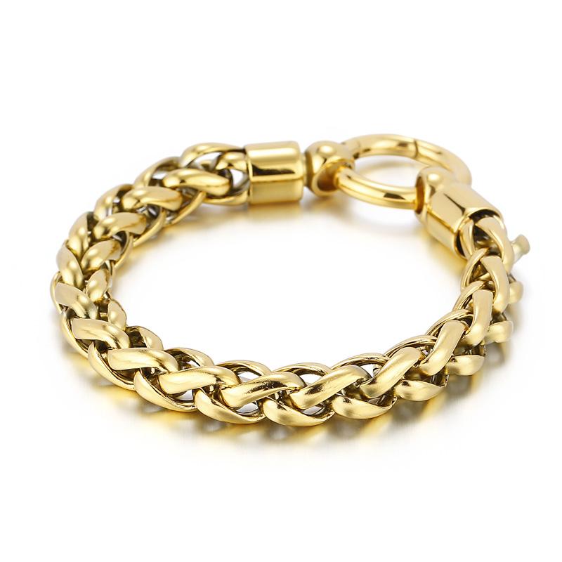 Kalen 316L Stainless Steel Singapore Twisted Chain Men's 210mm Simple Spring Clasp Bracelet Jewelry Accessories
