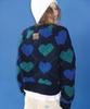 RONRON Heart Argyle Heavy Crop Knit Navy