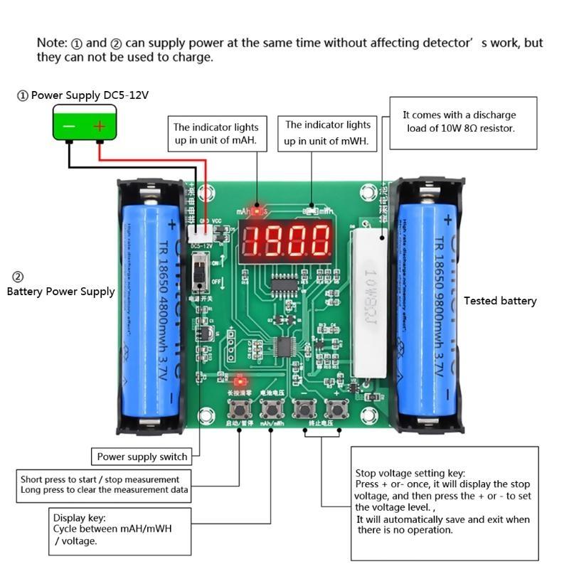 Battery Tester Module 18650 Lithium Battery Discharge True Capacity Meter XH-M24