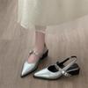 French Pointed Sandals Womens 2025 Summer New Fashion Light Mouth Metal One-Word Buckle Casual Womens Shoes