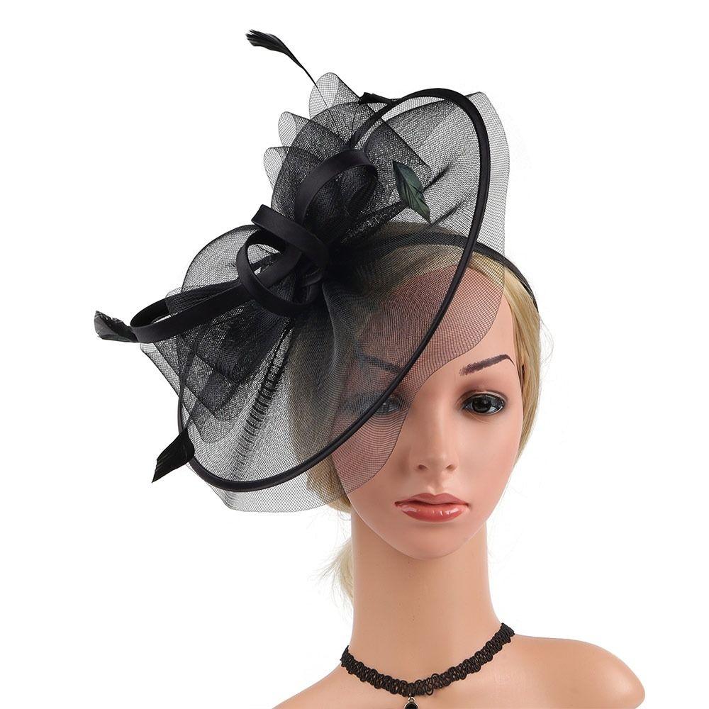 Vintage Feather Fascinators Hats Mesh Decorative Headband Tea Party Hats Hair Clip