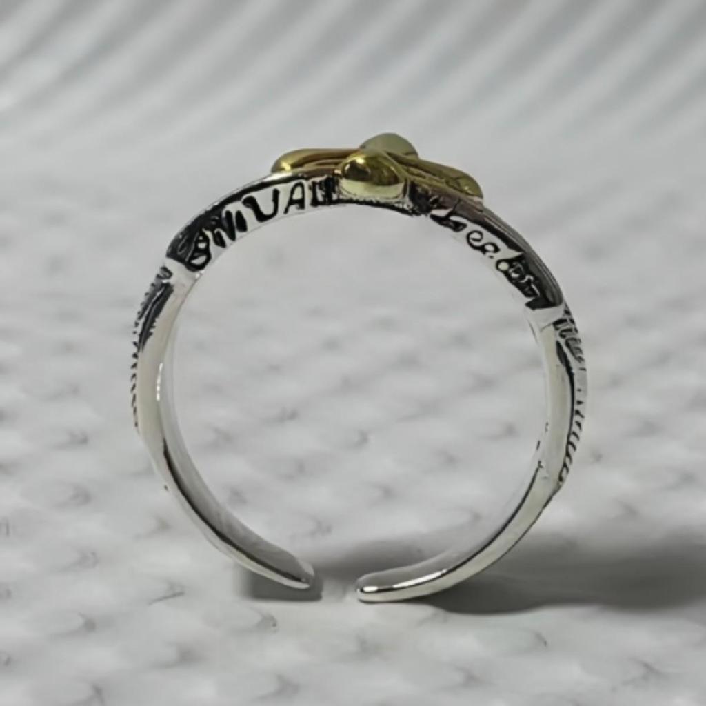 Men's Korean Retro Winged Cross Hip Hop Open Ring