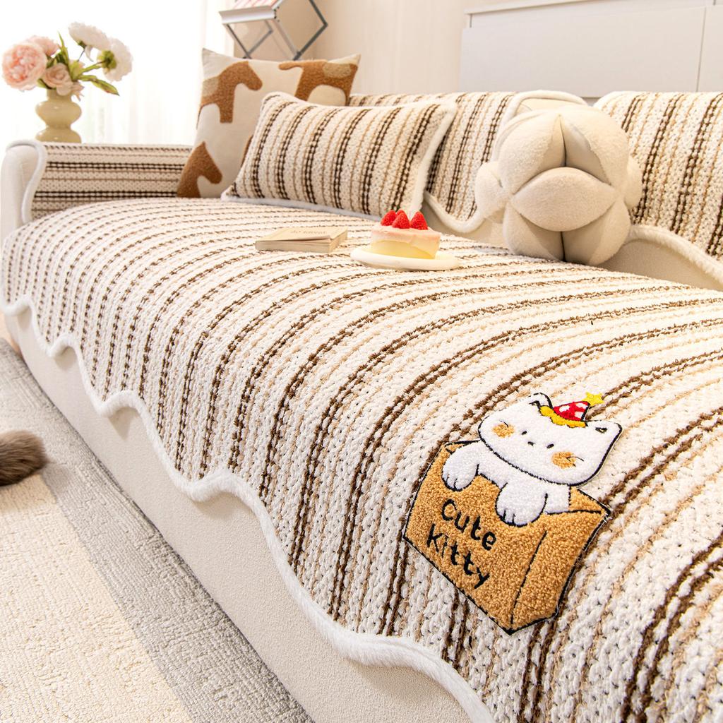 Cartoon Sofa Cover Cloth Thickened New Fixed Anti Slip Cushion One-Piece Laying Sofa Cover Soft Autumn And Winter Seasons