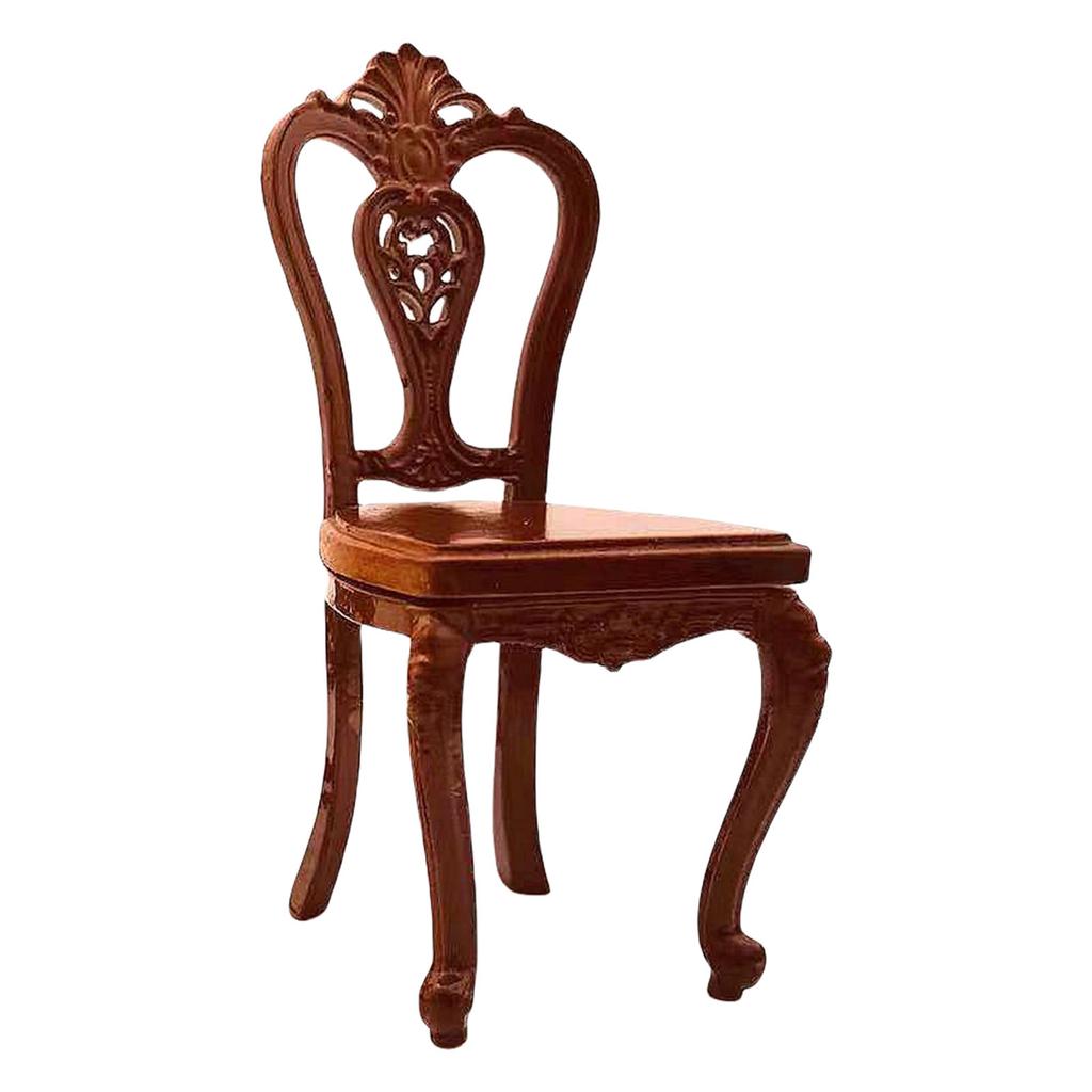 Miniature Dining Chair Model Figurine 1/12 Scale Vintage Styles Dollhouse Furniture for Realistic Scene Decoration