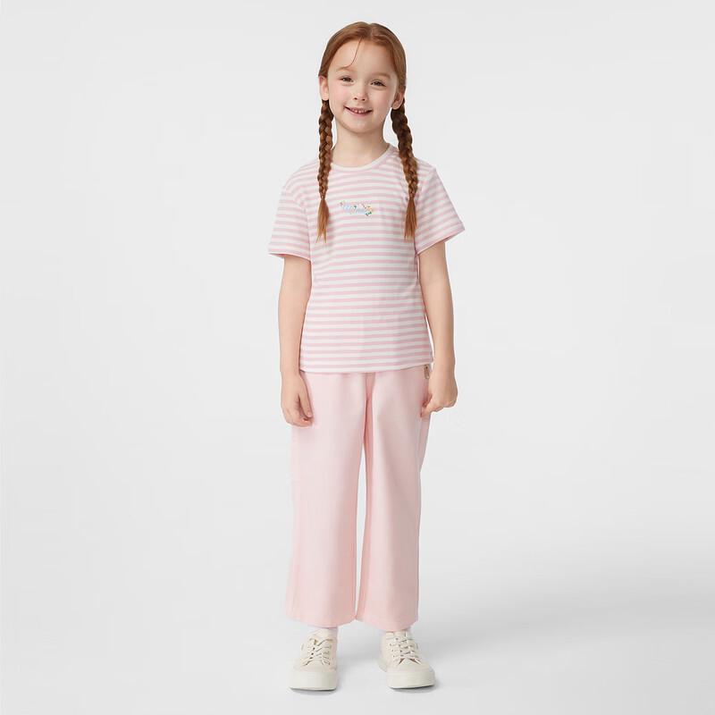 PawinPaw Girls' Cartoon Bear Striped Short Sleeve T-Shirt