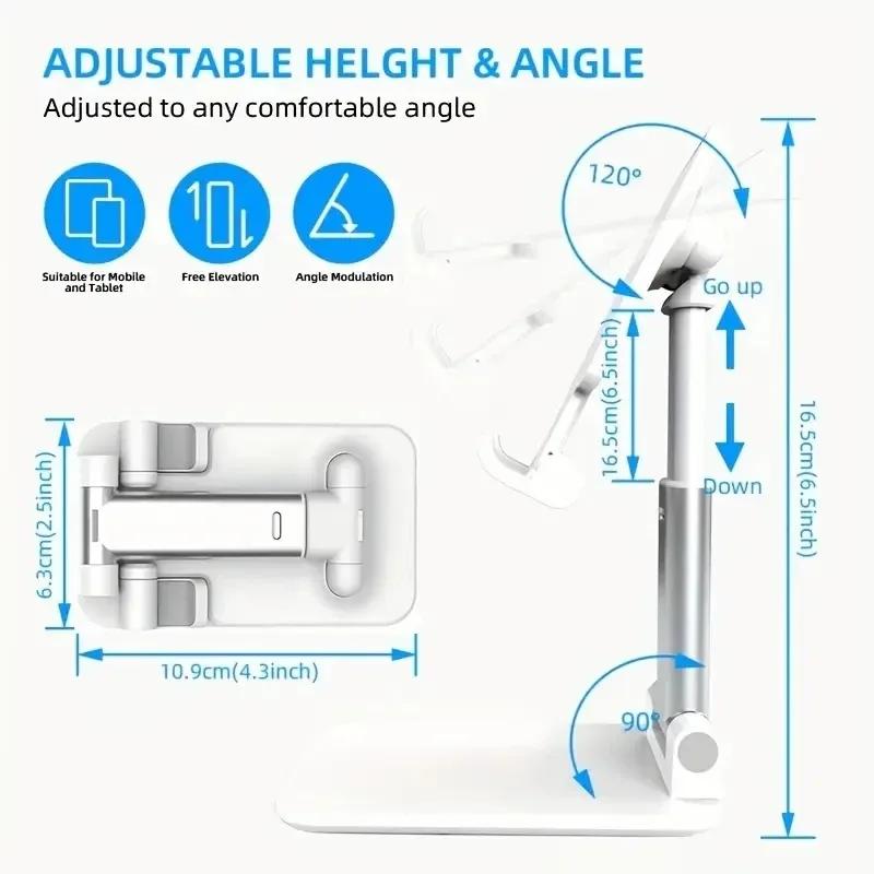 Foldable Mobile Phone Desktop Stand with Adjustable Angle and Height and Silicone Pad for Lifting and Lowering The Phone Stand