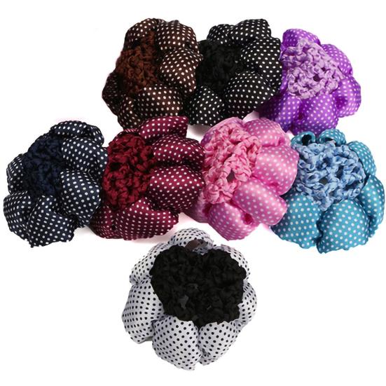Hair Net Polka Dots Stretchy Cloth Women Hair Snood for Dancer