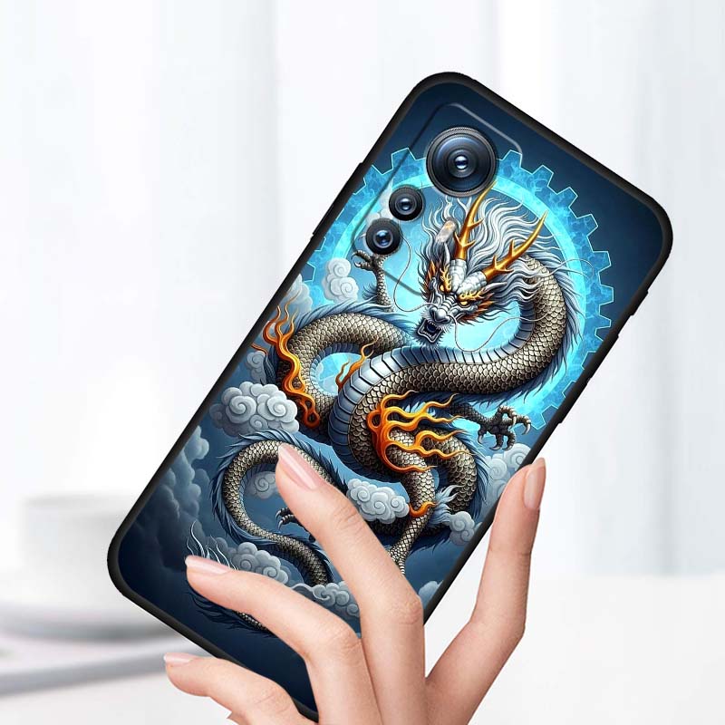 Fashion Dragon Illustration For Xiaomi Mi 15 14 13 13T 12 12T 12S 11 11i 11T Pro Ultra Lite 5G Black Soft Phone Case