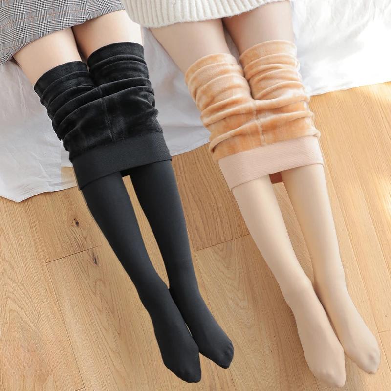 1/2Pcs Women Thermal Stockings Winter Warm Elastic Slim Fleece Tights Pantyhose Thicken Plush High Waist Leggings Stocking Pants