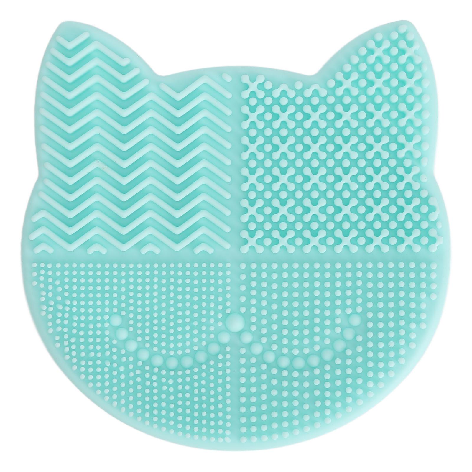 

Пластина для очистки кистей для макияжа, многослойная текстурированная силиконовая подставка для сушки косметических кистей в форме кошки зелёный