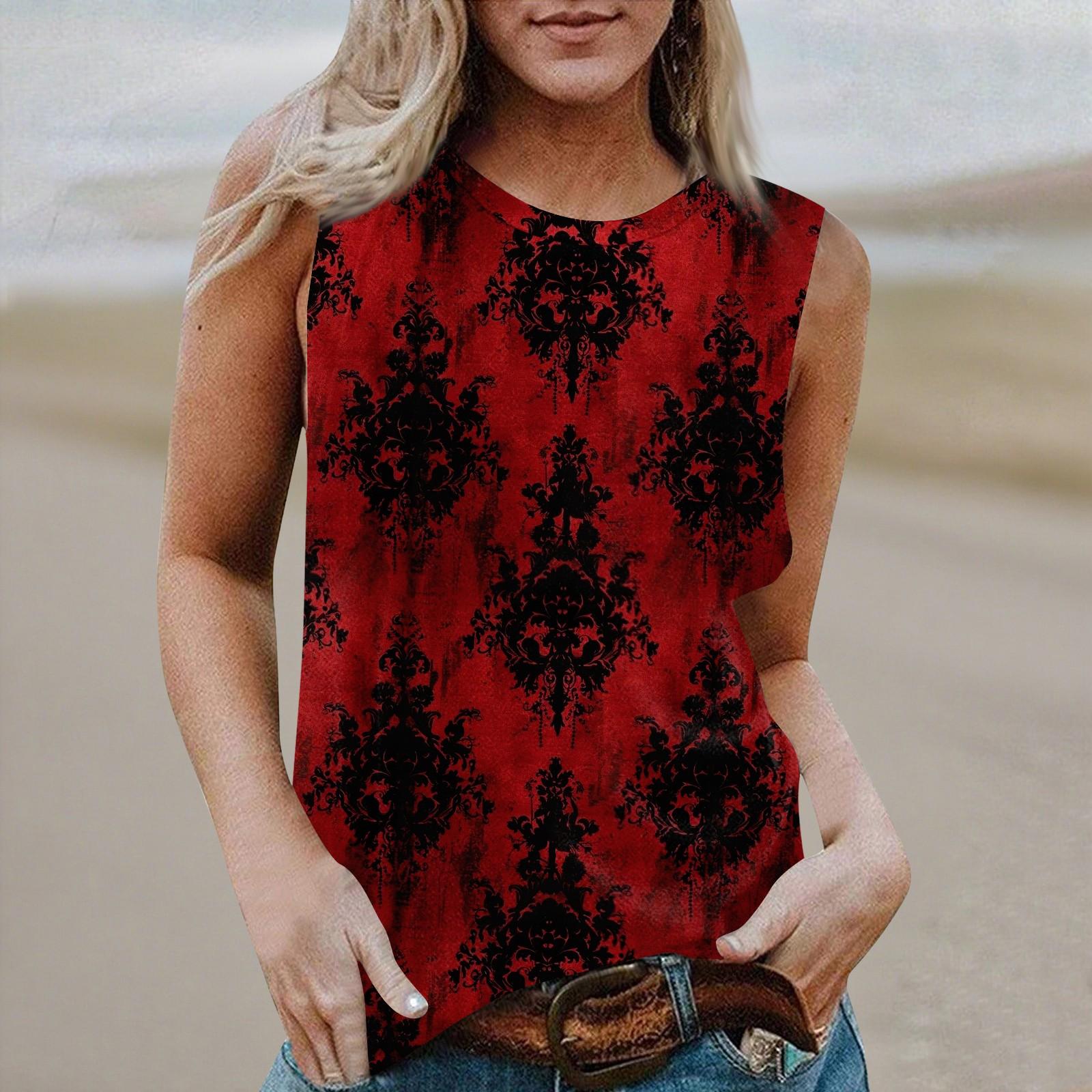 

Женская повседневная футболка-топ без рукавов с круглым вырезом и принтом на Хэллоуин S белый