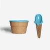 Kids Child Cute Cartoon Cone Ice Cream Bowl Spoon Set Plastic Dessert Tableware