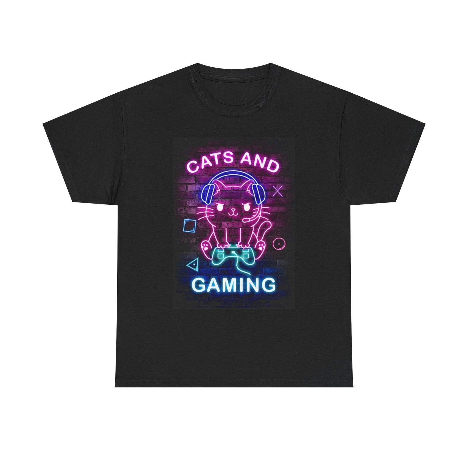 Men s and Women s T-shirts Cats And Gaming XS