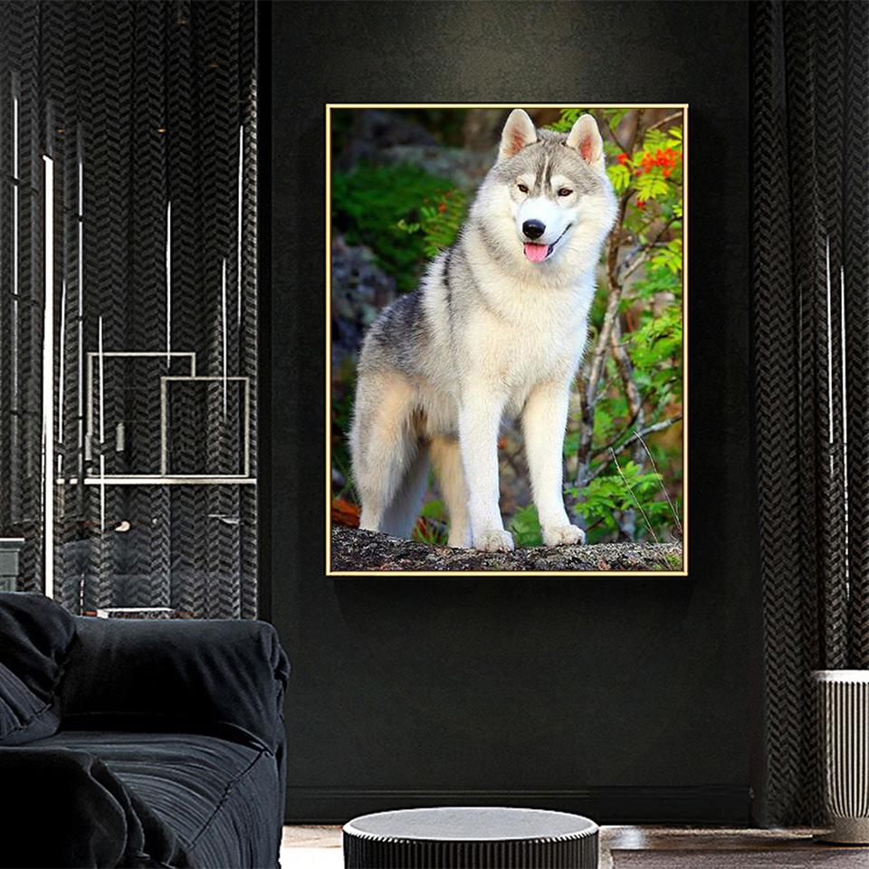 5D DIY Animals Diamond Painting Husky Pictures Full Diamond Embroidery Rhinestone Mosaic Cross Stitch Kit Furniture Decoration