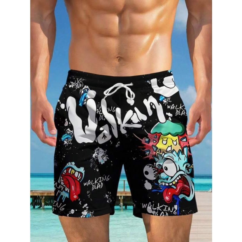 Summer 3D Skeleton Pattern Print Shorts Fashionable Casual Beach Men's Shorts