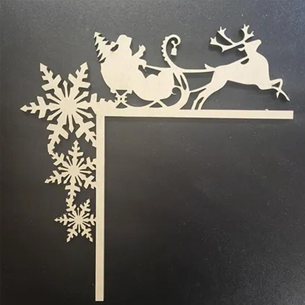 1x Door Frame Corner Reindeer and Sleigh Sign Ornament For Christmas Decorations