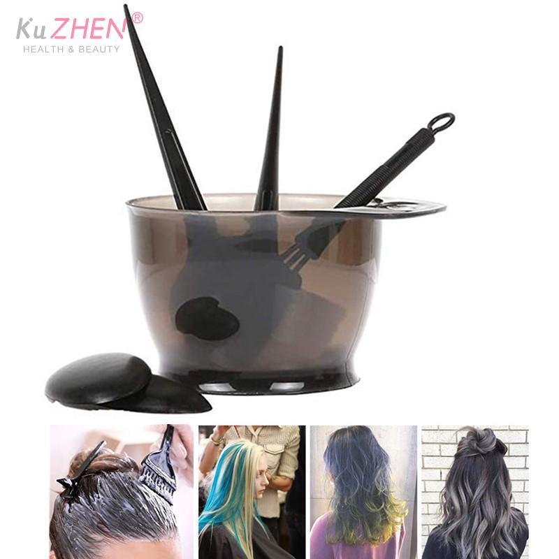 4/6Pcs Hair Dye Color Brush Bowl Set With Ear Caps Dye Mixer Hair Tint Dying Coloring Applicator Hairdressing Styling Accessorie