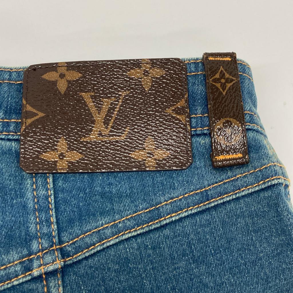 LOUIS VUITTON Domestic regular FGPA23DHM Monogram patch denim pants jeans Bottoms 36 blueUsed