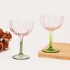 Crystal Petal Shaped Wine Glasses French Style Tall Foot Wine Cup Elegant Flower Shape Goblet  Bar