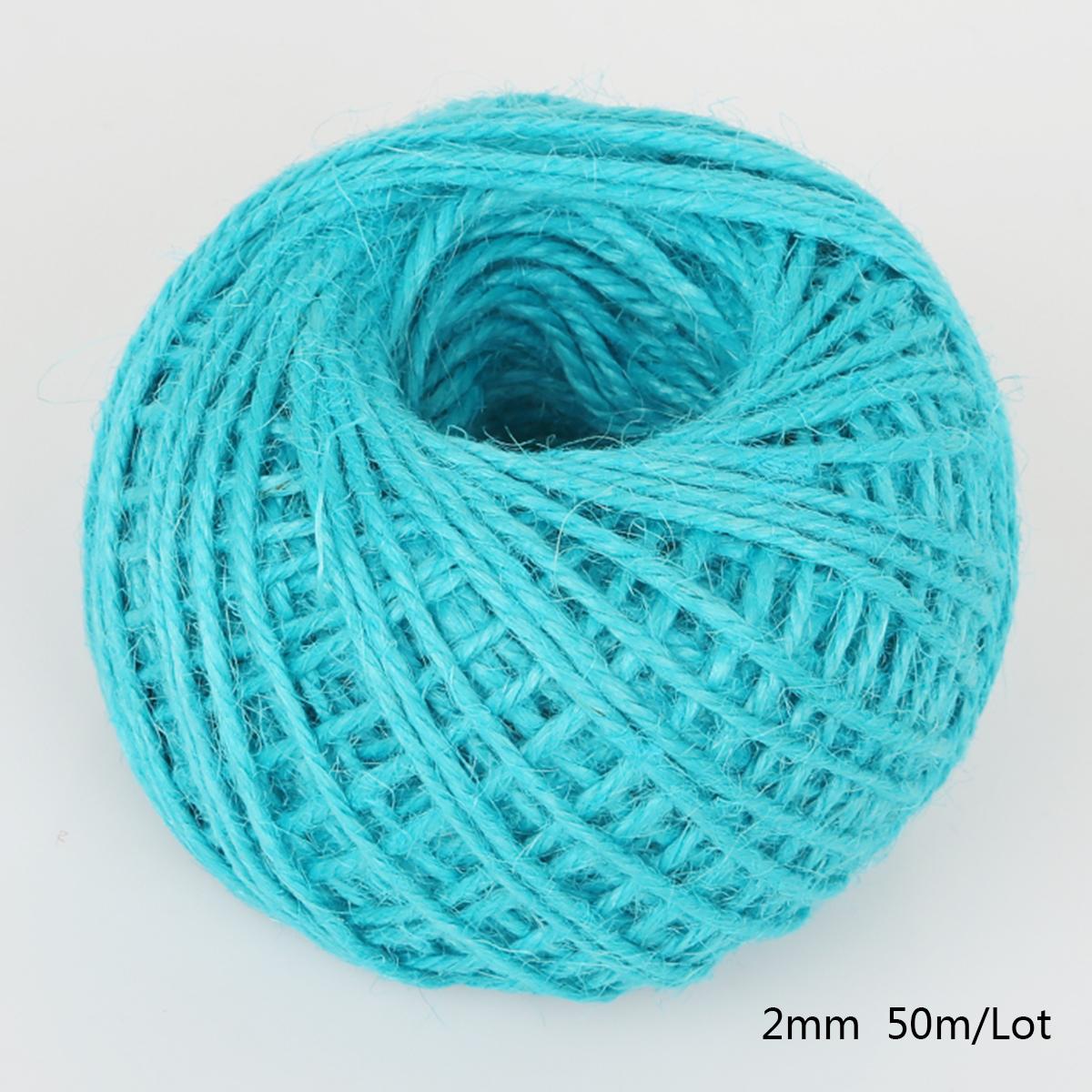 

50 метров джутовый шпагат, натуральный сизаль, 2 мм, деревенские бирки, обертка для свадебных украшений, витая веревка, шнур, товары для вечеринок синий