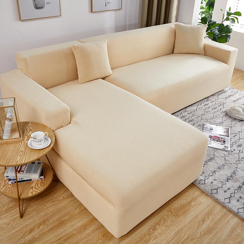 Sofa Cover Jacquard Waterproof Cushion Cover Elastic Corner Sofa Covers For Living Room Removable L Shape Love Seat Chair Covers