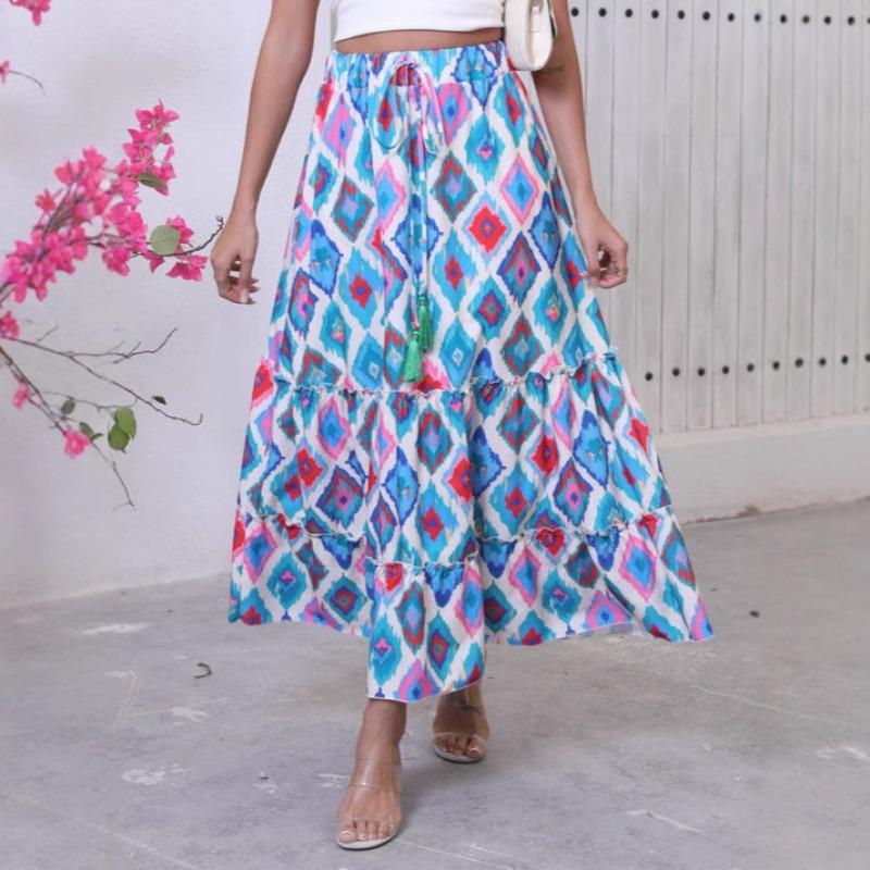 Women's Boho Vacation Print Hemline Skirt
