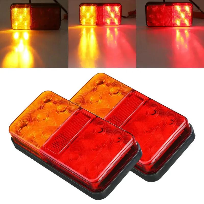 2PCS Truck Tail Light Reflectors Brake Lights 10LED Trucks Caravans Trailers Rear Tail Lights Lamps Turn Signal Indicator Stop