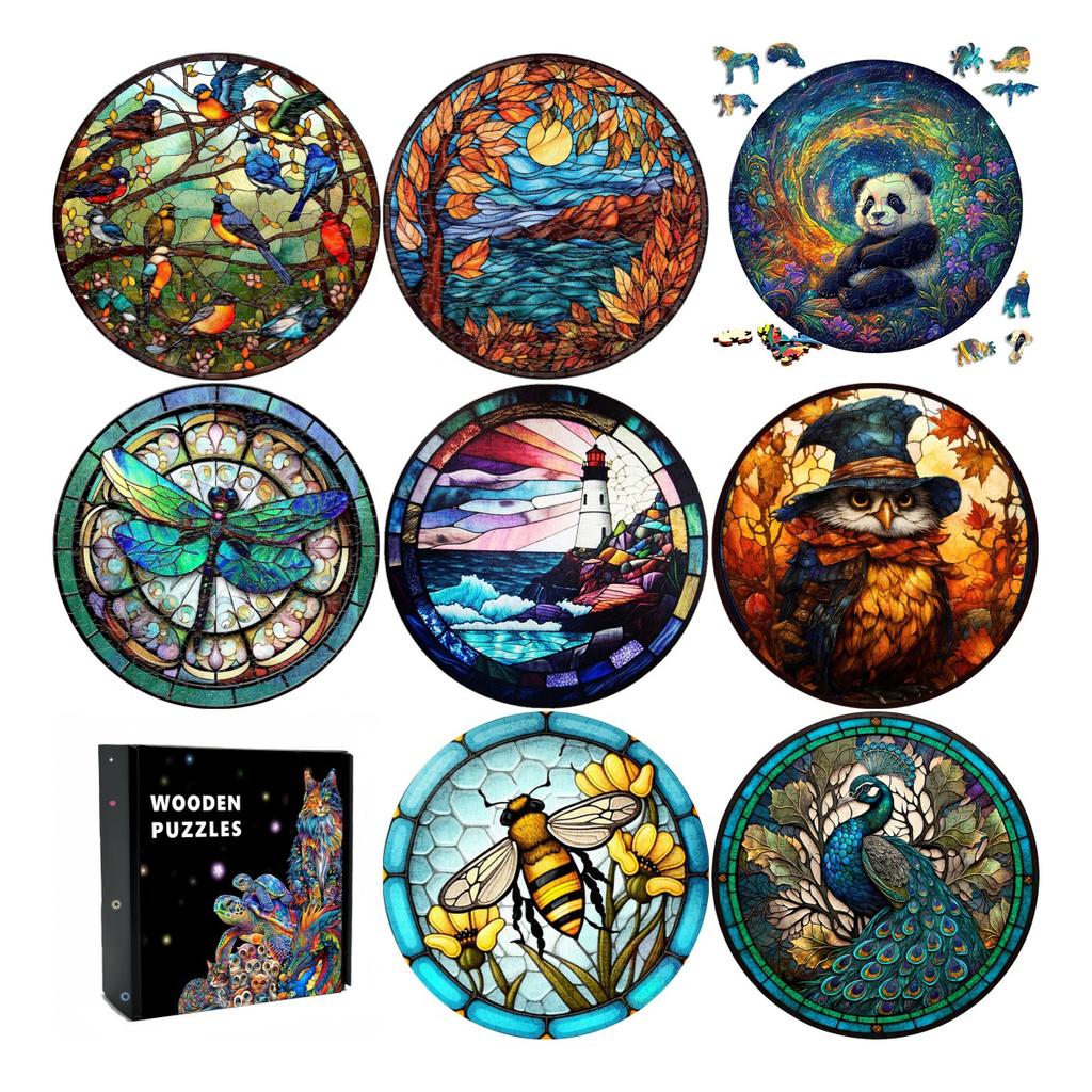 Round Home Decor Draw Unique Wooden Puzzles Ideal for Learning Playthings Adultsblue sky Thinking Puzzles Games Wooden Jigsaw Crafts Present