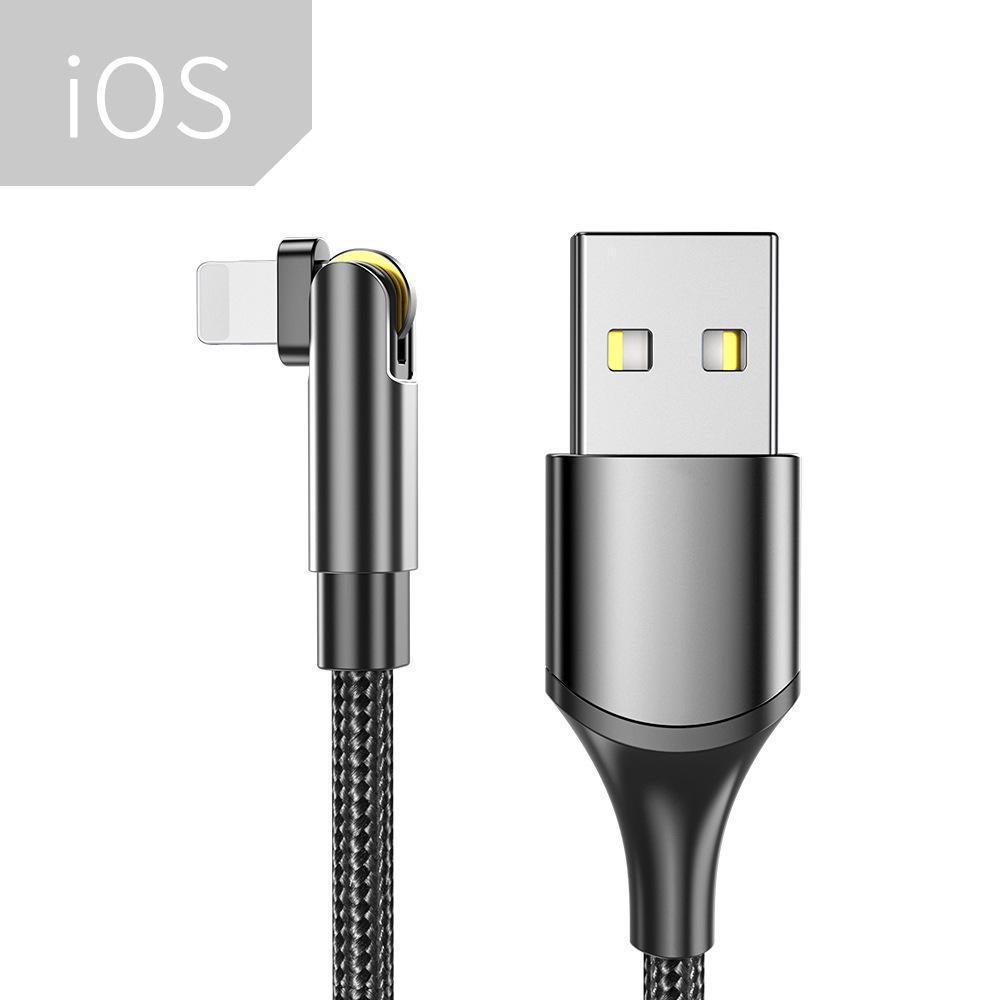 

Вращающийся кабель ESSAGER 3A для быстрой зарядки устройств Apple, Type-C и Android 1 meter, Apple чёрный