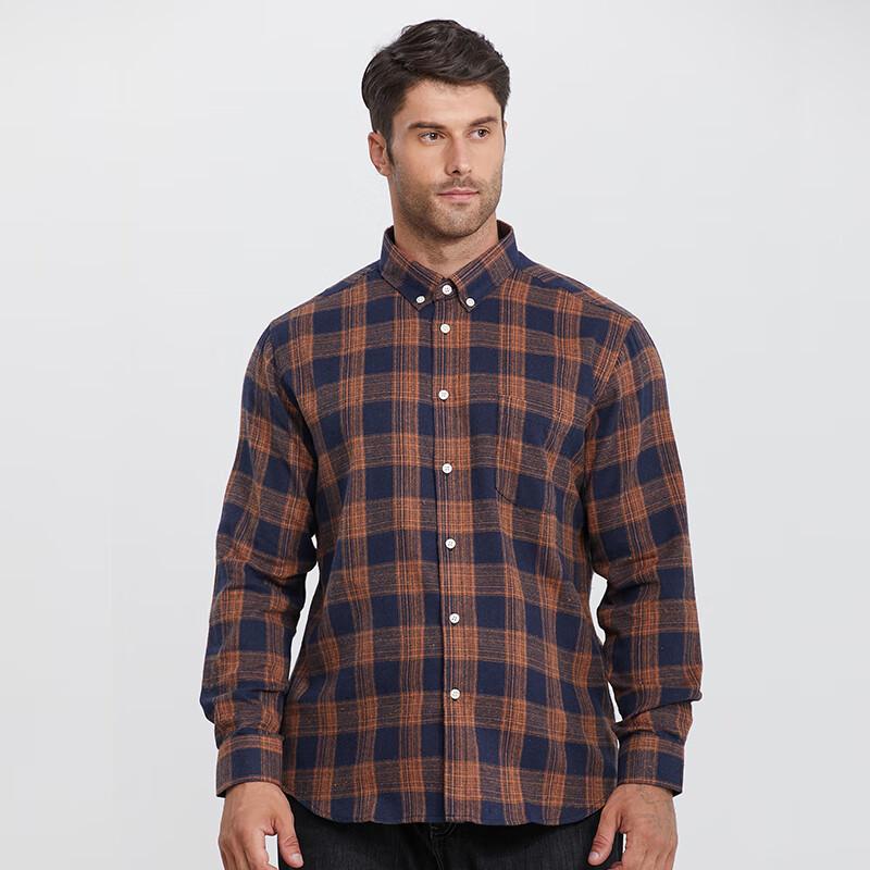 Men's Plus Size Brushed Plaid Long Sleeve Shirt
