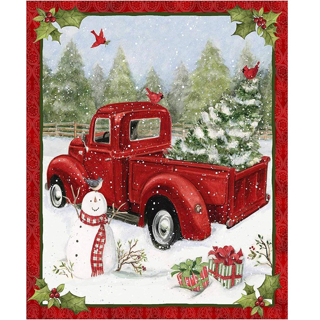 

36x44 Panel Snowman Gifts Snow Polyester Fabric