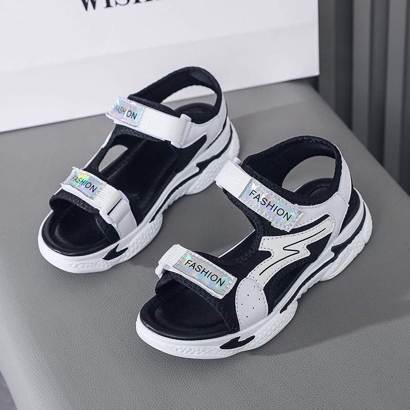 

Летние ультралегкие сандалии женские спортивные сандалии для девочек сандалии на липучках для девочек 35 чёрный/белый