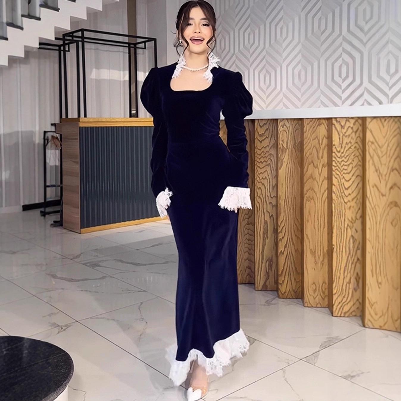2025 Elegant Autumn European & American Formal Waist-Cinching Dress XXL