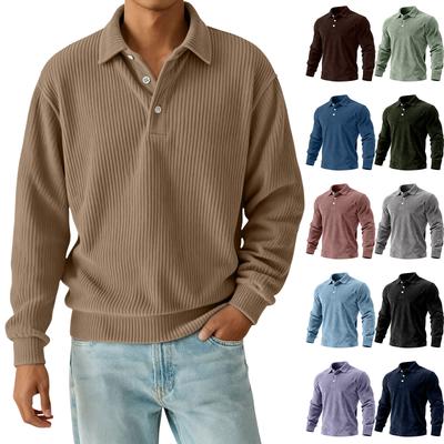 Men's  Casual Outdoor Lapel Corduroy Pullover Long-sleeved Top