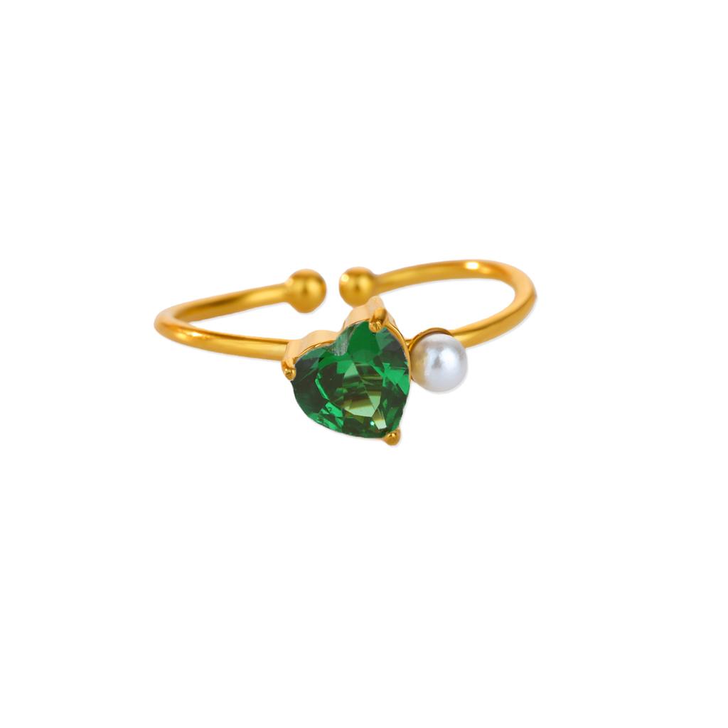 Zircon Four Leaf Clover Rings For Women Gold Color Stainless Steel Opening Couple Ring Aesthetic Wedding Bohemian Jewelry Gift